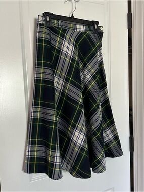 Vintage Marianne Fashion Plaid Midi Circle Skirt Size 11/12